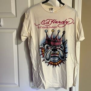 Ed Hardy king bull dog bling tee